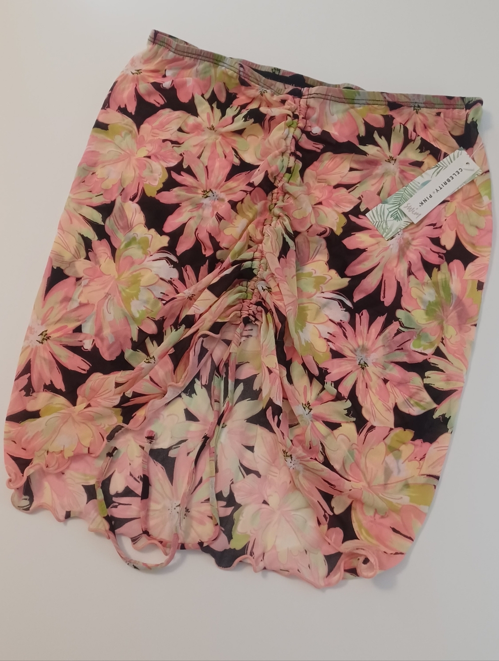 Celebrity Pink Swim Cover-Up Tropical Floral sz Jrs M